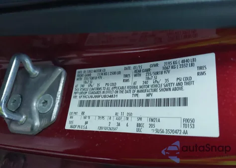 2015 Ford Escape Titanium from USA, damaged, VIN 1FMCU9J99FUB34831